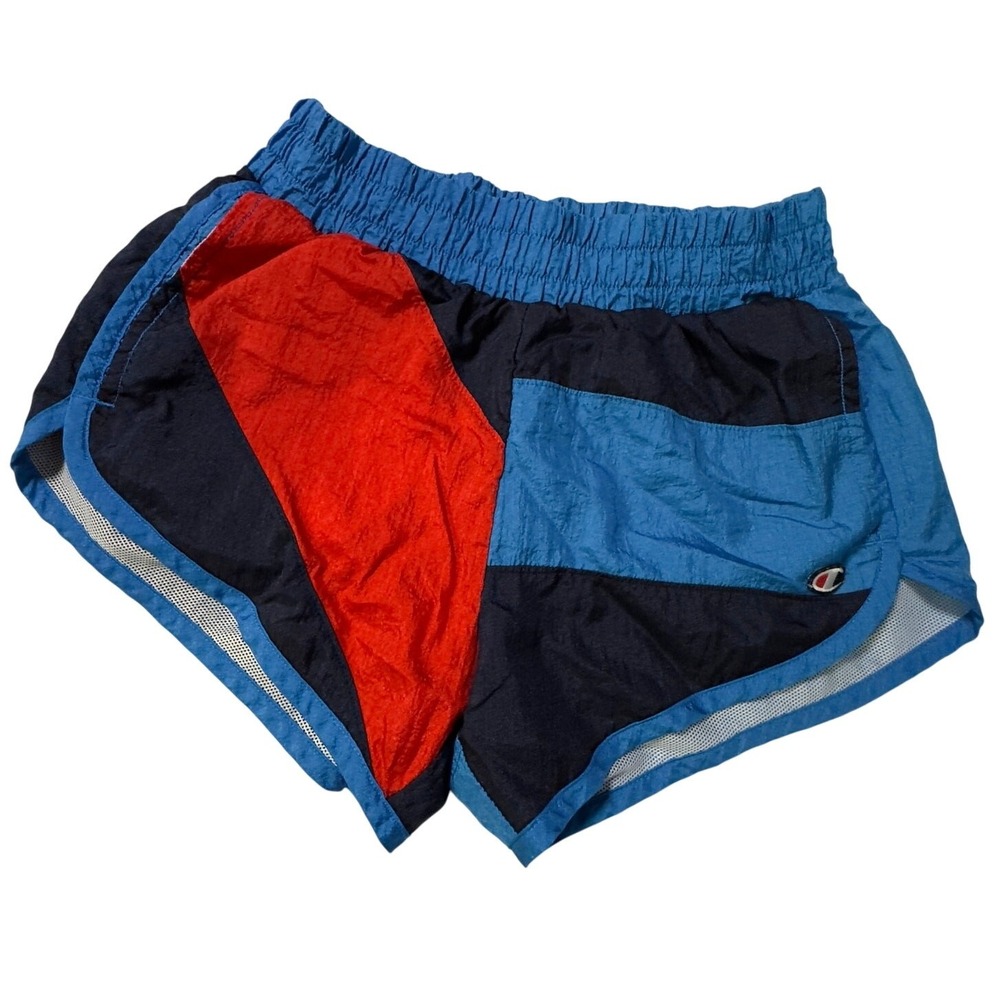 Champion Womens XS Colorblock Crinkle‎ Running Shorts Athletic 3" Inseam Retro